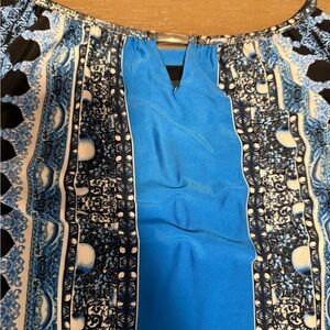 Style & Co. Vibrant Blue and Black Patterned Maxi Dress